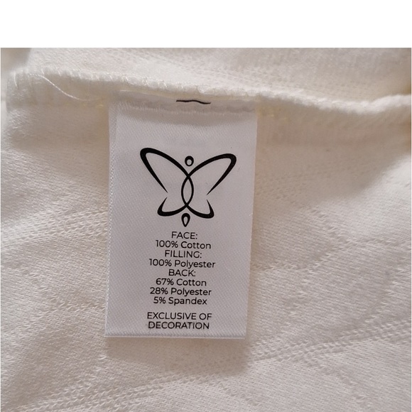 NEW! Laila Ali Cable Knit Sweater Sweatshirt Cream Quilted design Logo on Sleeve - Picture 6 of 11